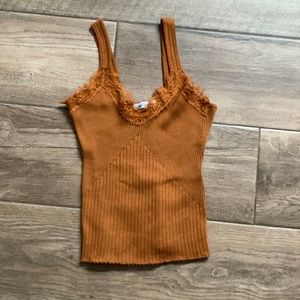 orange lace cropped tank top